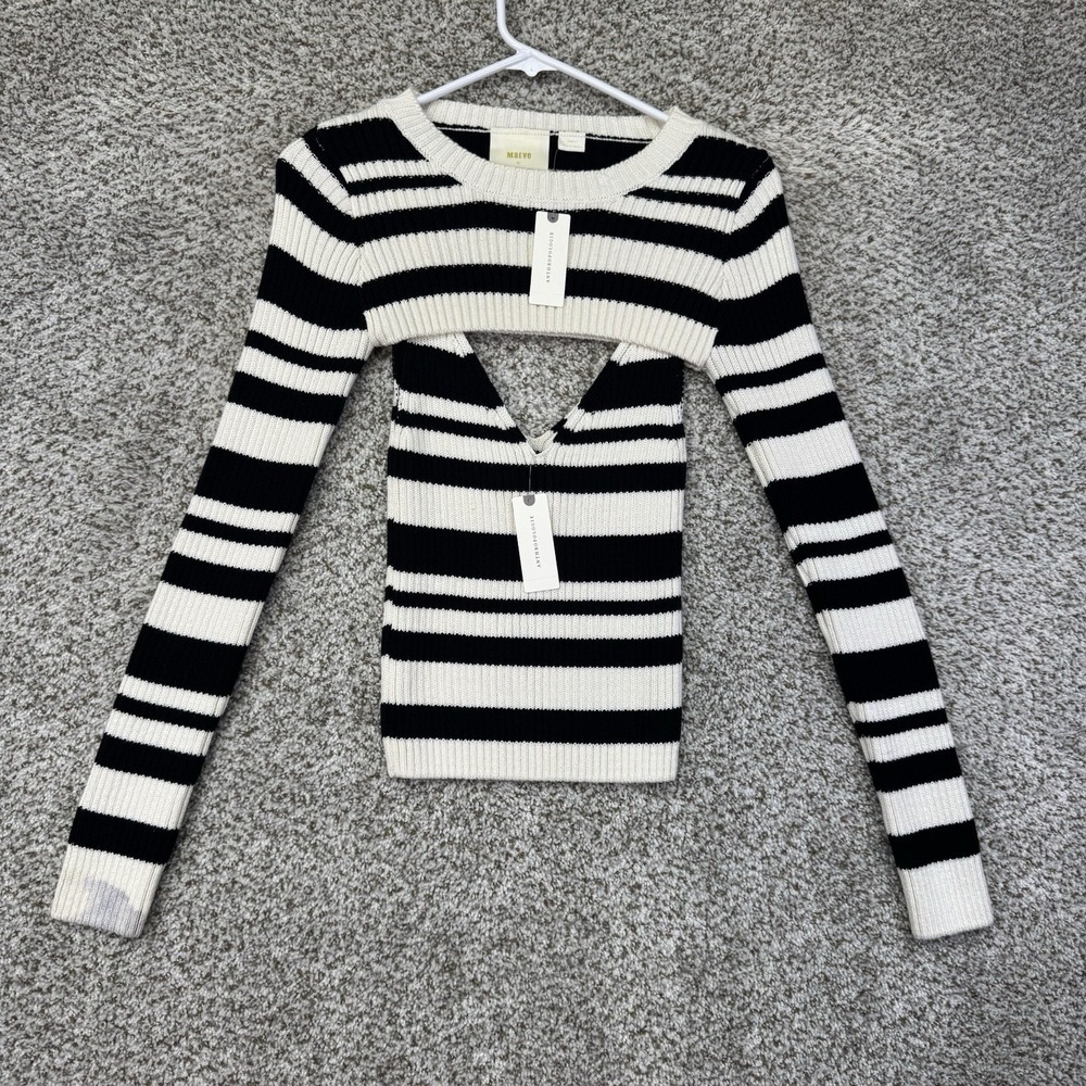 NEW Maeve Anthropologie Shrug Sweater Set‎ V Neck Tank Top Striped Women's XS